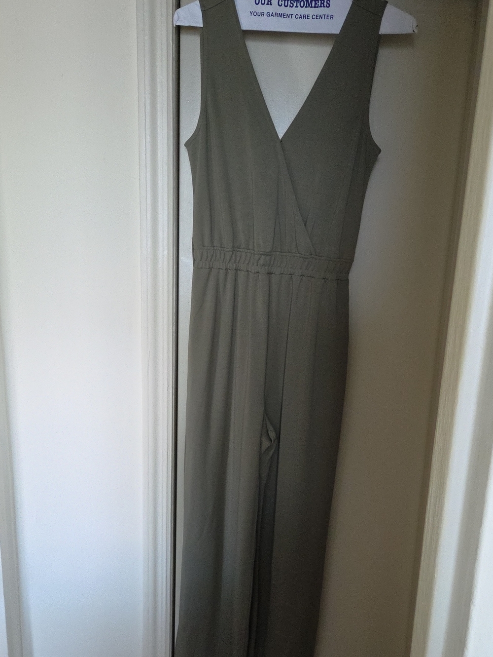 Amazon Olive Green Sleeveless V-Neck Wide-Leg Jumpsuit